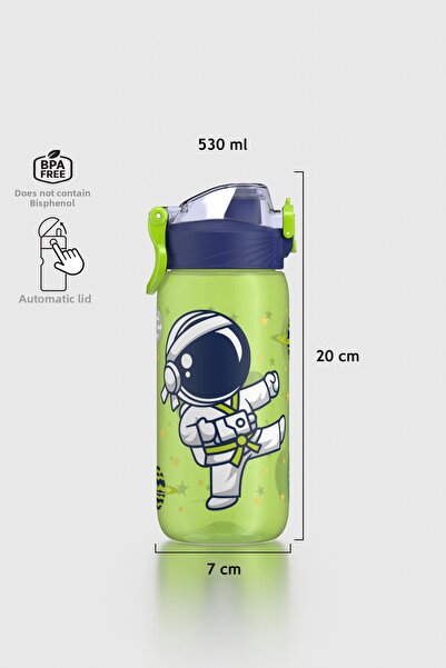 Renga Wave Patterned 530 ml Children's Water Bottle 912169 Green