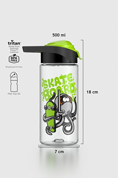 Renga زجاجة مياه جونو أوبوتبوكس بنمط الأخطبوط سعة 500 مل من التريتان للأطفال ...