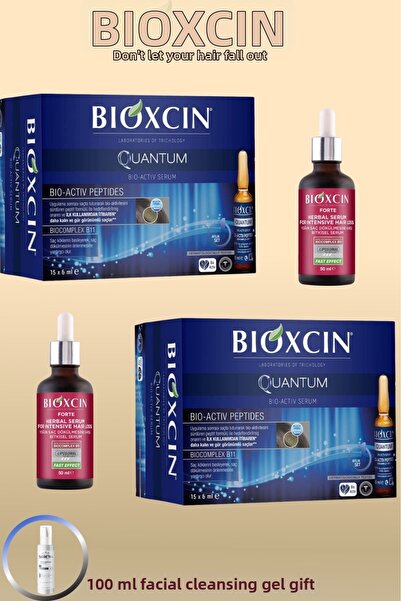 Bioxcin Quantum for Spilt and Volumeless Hair (X2) 15X6Ml + Forte Serum (2X) ...