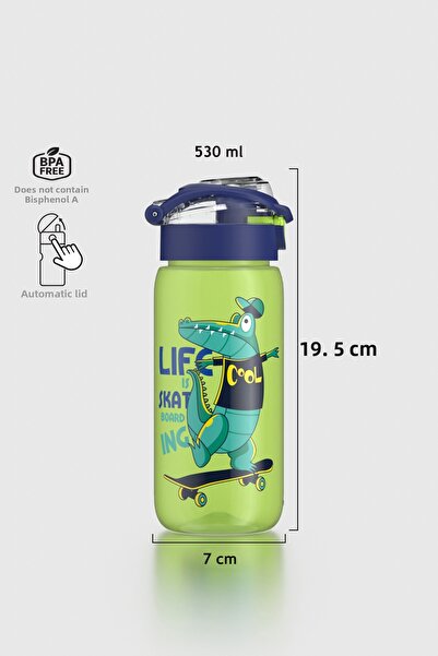 Renga Saga Patterned 530 ml Children's Water Bottle 912174 Green-Blue