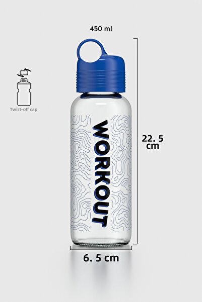 Renga Moon Patterned 450 ml Glass Flask 922009 Blue