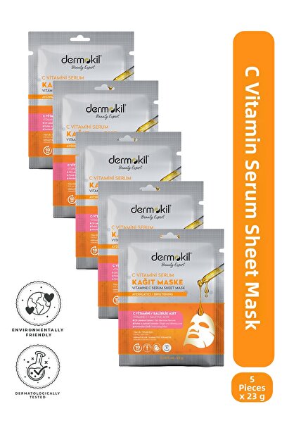Dermokil Paper Face Mask Containing Vitamin C Serum X 5 Pieces