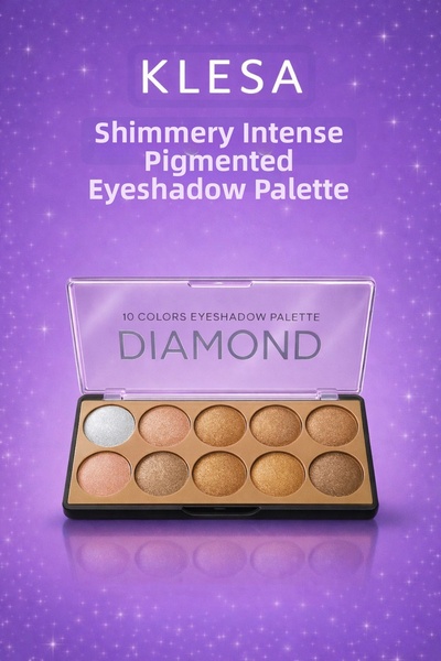 KLESA Glitter Intense Pigmented Eyeshadow Palette 10 Colors Shimmering Daily ...