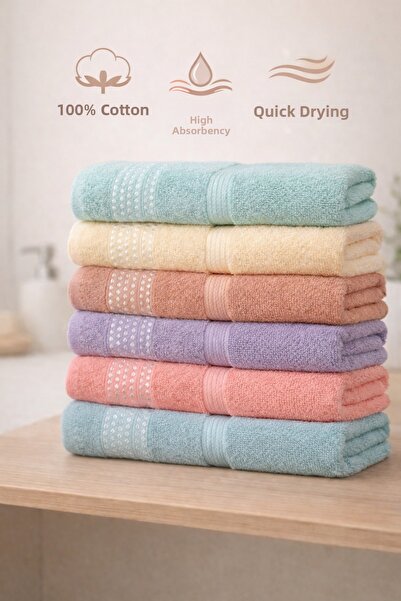 CESSTORE 100% Cotton 6-Piece Hand and Face Towel Set, High Absorbency, Quick ...