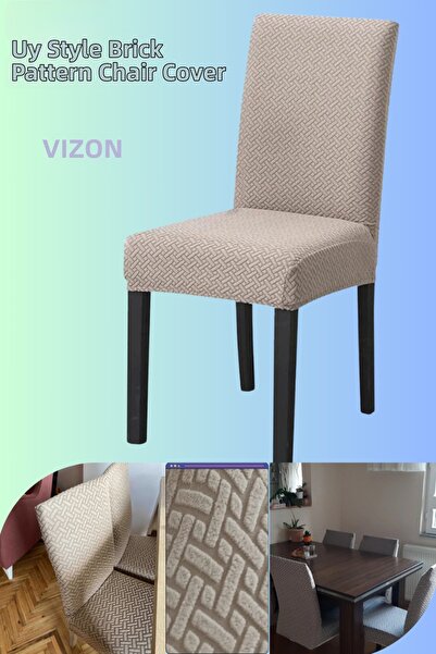 Uy Style Brick Pattern Chair Cover, Lycra, Stretchable Chair Cover 1 Piece