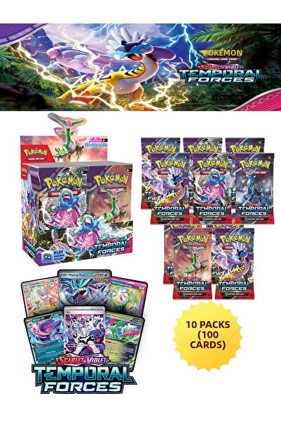 hediyecik بطاقة بوكيمون سكارليت وفيوليت تيمبورال فورسز - 10 حزم من بطاقات لعب...