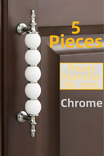 GLASWEN 5 bucăți mânere perlat 96 mm cromate pentru bucătărie, sertar, dulap,...