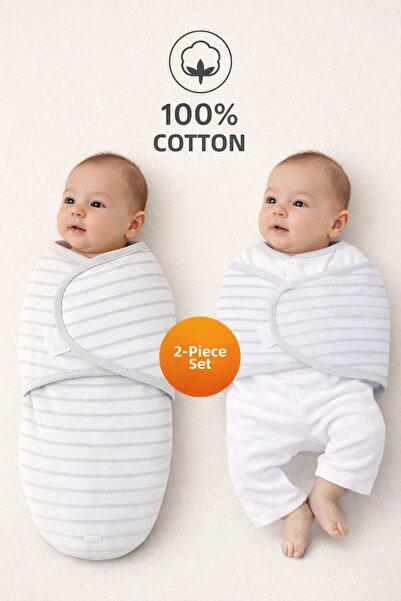 Mimocan قماط قطن 100% للأطفال من عمر 0 ​​إلى 4 أشهر، شريط فيلكرو، نسيج قطني م...