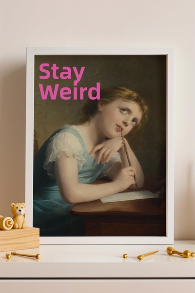 Saturn Tablou înrămat Stay Weird Portret clasic Păstrează-ți personalitatea c...