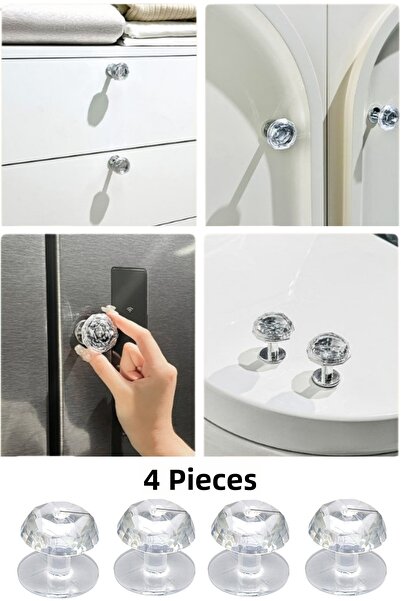 Privo 4 bucăți de mânere autoadezive pentru sertarul dulapului, cu design din...