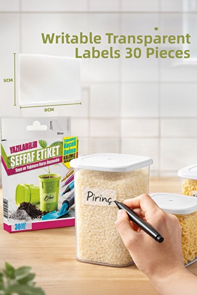 Nandy Home 30 de etichete transparente, rezistente la apă, care pot fi scrise...