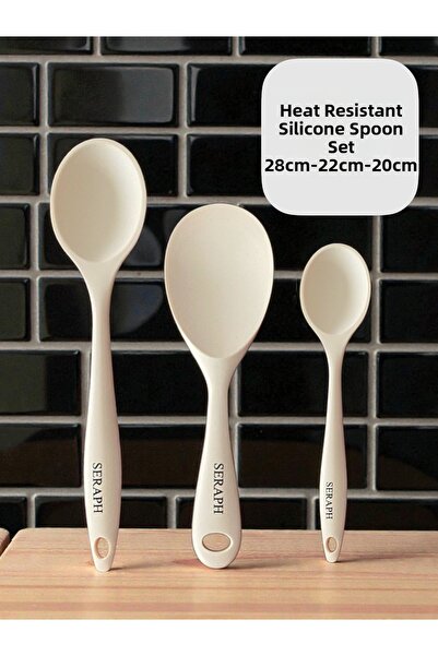 Seraph Heat Resistant Fireproof Non-Stick Silicone Long Short Deep Spoon 28 C...