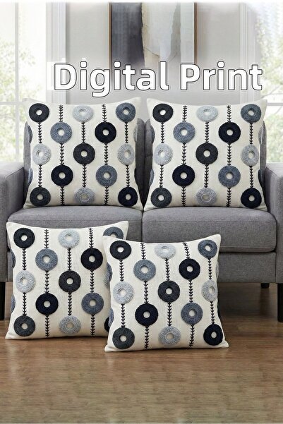 Hayal Dekoratif Model de broderie Punch 3D Digital cu imprimeu Husă rotundă p...