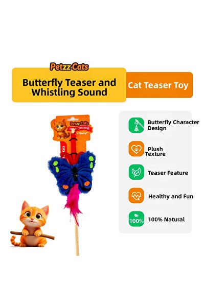 Petzzcats لعبة صيد السمك للقطط من كيليبيت ماتاتابي مع صوت خشخشة، لون أزرق، 42 سم