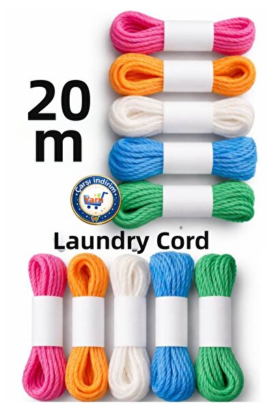 nistabolje حبل غسيل من النايلون بطول 20 متر، حبل متعدد الأغراض لتجفيف الملابس