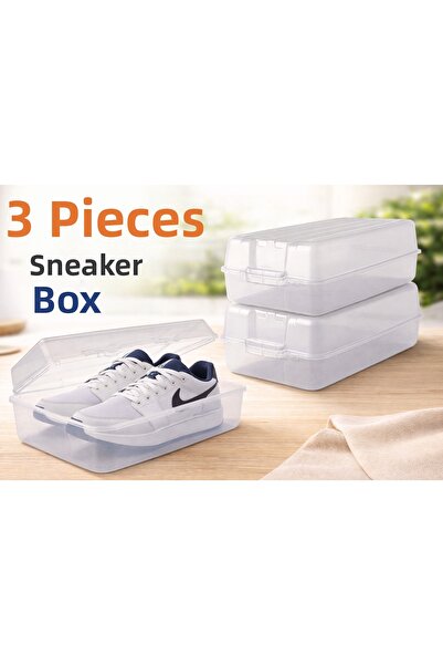 Violet Men's Shoe Box Transparent Plastic Shoe Storage Box with Lid 210X350X7...