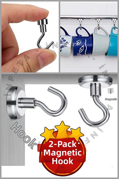 İnfeta 2 bucăți cârlige magnetice multifuncționale cu magnet puternic pentru ...