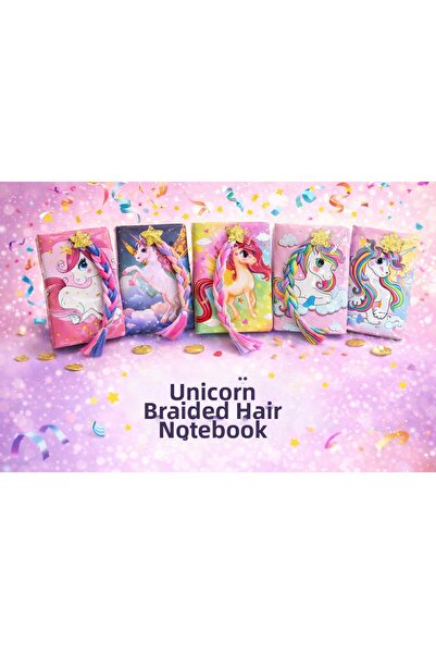 Two Two Caiet unicorn cu păr colorat-Caiet de papetărie pentru școală-Caiet p...