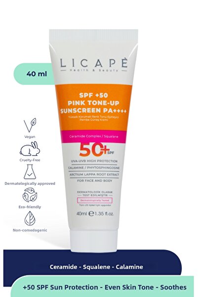 Licape كريم الشمس الوردي 40 مل - حماية عالية، معادل لون البشرة