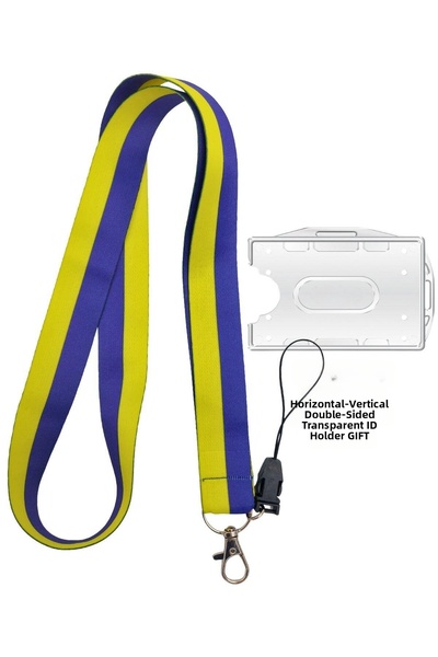 doktorbonem Curea pentru card cu dungi galbene și bleumarin, pentru ecuson, c...