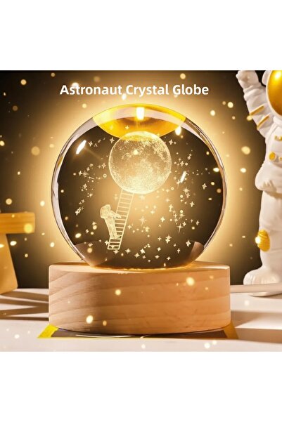 Fırsatkolik 5 cm 3D Crystal Astronaut Globe Lamp – Decorative Led Lighted Woo...