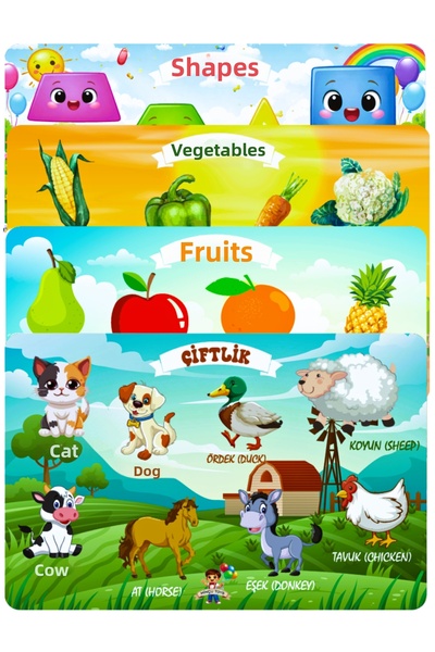 Minçu Toys مجموعة خشبية تركية-إنجليزية مكونة من 4 قطع، لغز تعليمي، لعبة خشبية...
