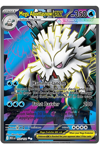 Pokemon TCG بطاقة لعبة Mega Abomasnow ex 157/132 Ultra Rare MEGen المرخصة