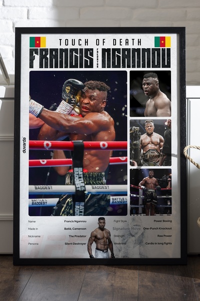 Duvarda Poster cu ramă din lemn negru Francis Ngannou UFC, pictură decorativă...