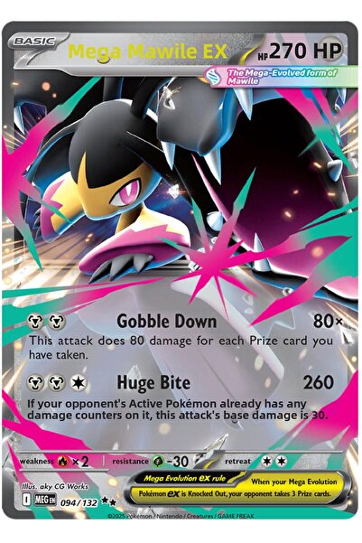 Pokemon TCG Mega Mawile Ex 94/132 Double Rare Megen Licensed Game Card