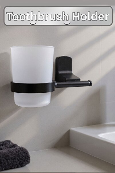 Badem10 Μαύρη θήκη οδοντόβουρτσας πολυτελείας με βίδες Αξεσουάρ μπάνιου Μοντέ...