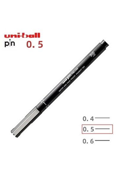 Uni قلم رسم فني بطرف أكريليك على شكل دبوس كروي 0.5 مم