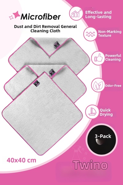 HAMUR Set de curățare din microfibră Twino, 3 piese, cu două fețe, multifuncț...