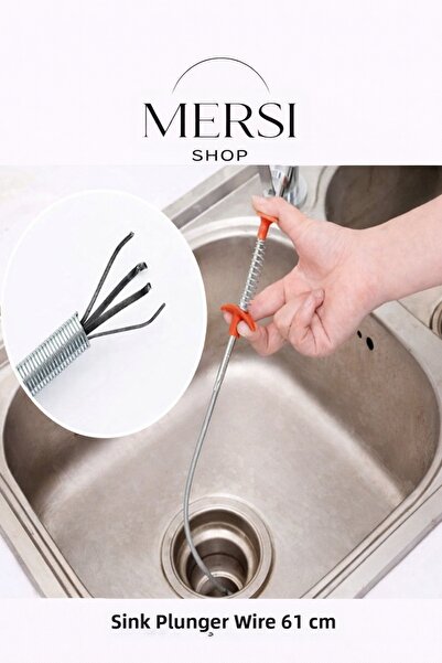 Mersi SHOP Sârmă de desfundare a chiuvetei din oțel inoxidabil acoperită cu p...