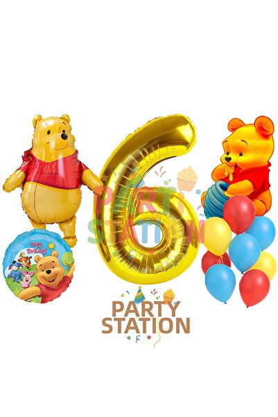 Parti Station مجموعة بالونات عيد ميلاد ويني ذا بوه بعمر 6 سنوات - مجموعة بالو...
