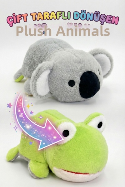 TUENGİ STORE لعبة قطيفة على شكل حيوانات لطيفة قابلة للتبديل على الوجهين مقاس ...
