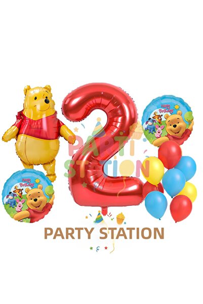 Parti Station مجموعة بالونات عيد الميلاد للطفل بعمر سنتين من ويني ذا بوه - مج...