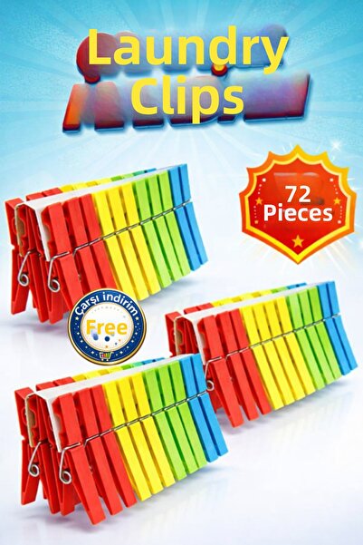 nistabolje 72 τεμάχια μανταλάκια κλασικά μανταλάκια ρούχων Πλαστικό ισχυρό συ...