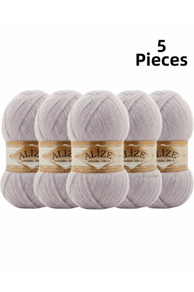 ÇEÇEN HOME (5 Pieces) 163 Winter White Angora Gold Vest-Shawl-Cardigan-Beret-...