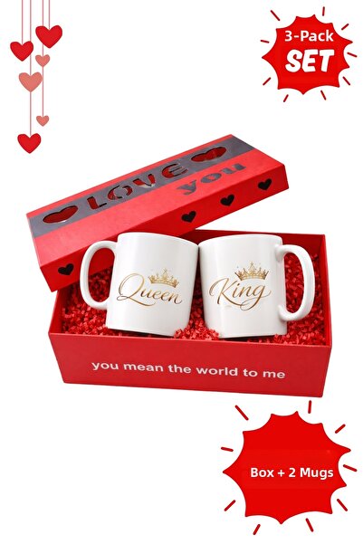 gavebutik Valentine's Day Set of 3 - Box and 2 Printed Gift Mugs