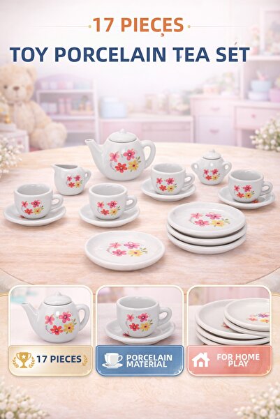 TRENDZONE Toy Dollhouse Set - Toy 17 Piece Porcelain Tea Set with Butterflies...