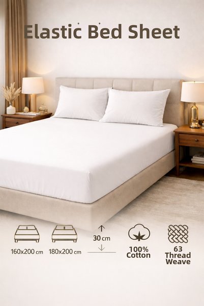 SHAL HOME 100% Cotton Double Fitted Sheet