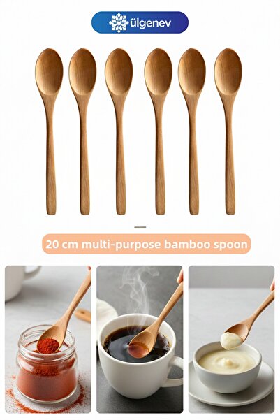 Ülgenev 6 Pieces Multi-Purpose Natural Bamboo Mixing and Measuring Spoons - L...