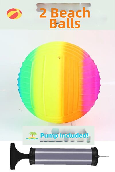 Kapris 2 Pieces Rainbow Colored Beach Volleyball Plastic Ball + Pump Gift