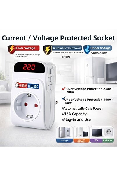 Horoz Electric Horoz Protex-R Voltage Protected Socket – Digital Display, Adj...