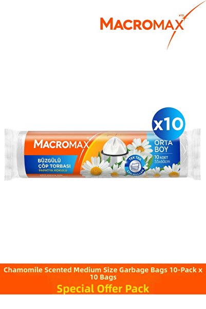 MACROMAX Drawstring Garbage Bag Medium Size Chamomile Scented 10Pcs X10