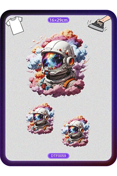 DYENOTE رقعة قماشية مطرزة بتصميم رائد فضاء، ورق نقل حراري DTF Arma