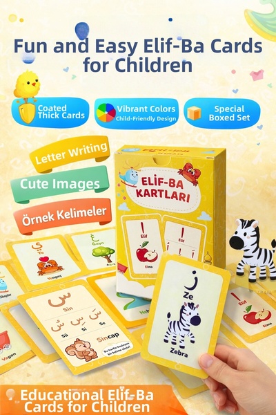 MSticker Elif-Ba Cards |   Fun and Easy Elifba Learning Set for Children - wi...