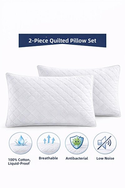 TEXTİLEGARDEN 100% Cotton Quilted 2-Piece Pillow Protective Cover (50*70 cm)