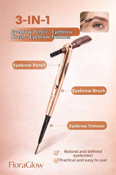 Floraglow مجموعة تشكيل الحواجب الاحترافية 3 في 1 - قلم الحواجب وشفرة الحلاقة ...