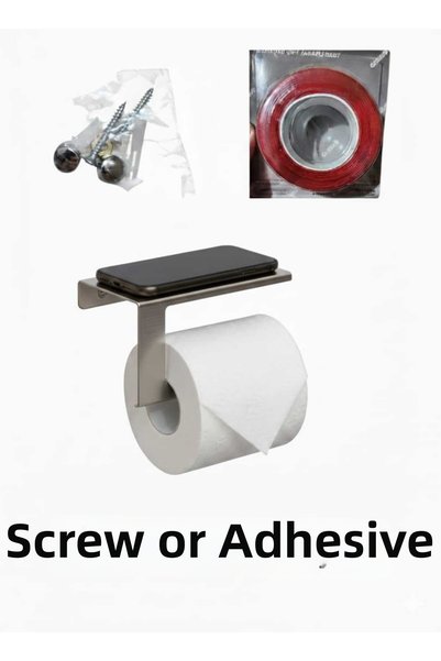 Dersel Dekor Modern 304 Stainless Steel Toilet Roll Holder with Top Phone Shelf Metal Bathroom Accessory Wall Mounted